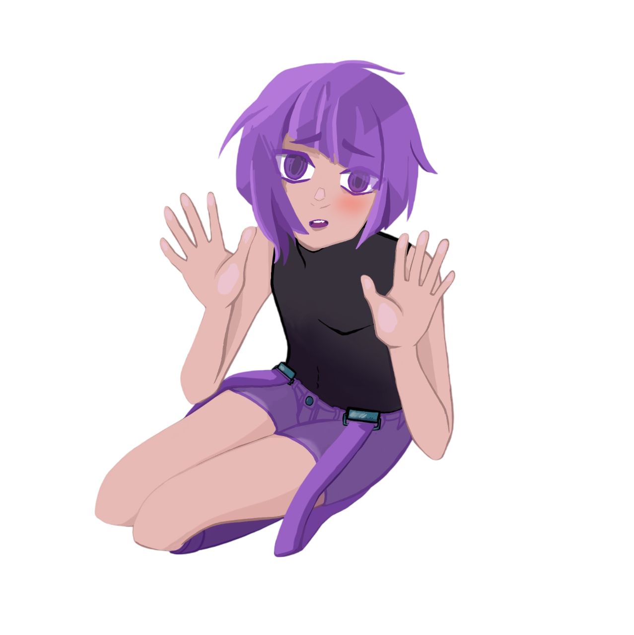 A doodle of underlockv framed from about, he is pressing his hands to the invisible glass between him and the viewer